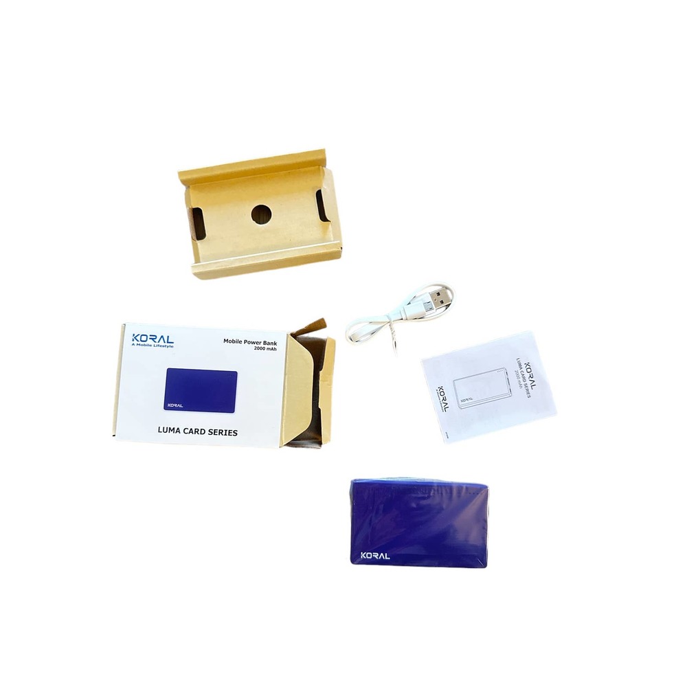 NEW Koral Mobile Power Bank Luma Card Series 2000 mWh Purple USB Travel